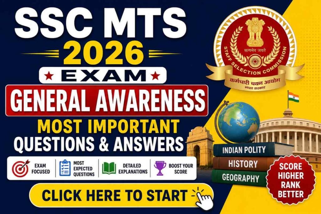 SSC MTS 2026 – General Awareness Most Important Questions & Answers