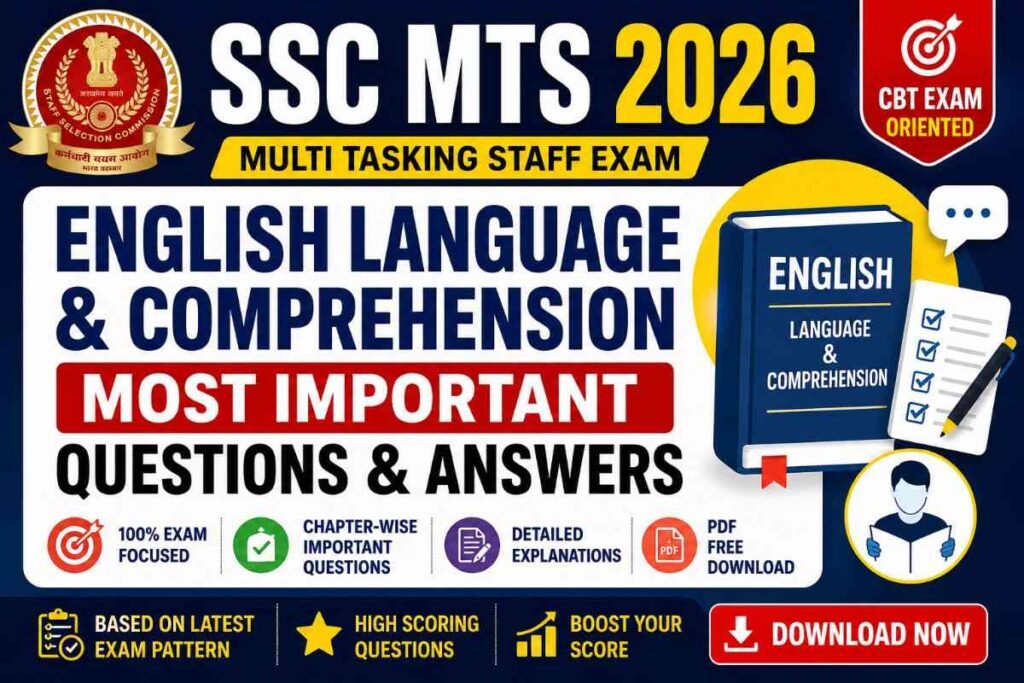 SSC MTS – English Language & Comprehension Most Important Questions & Answer